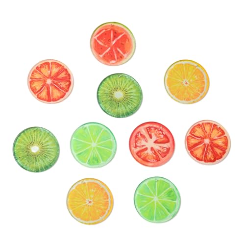 Stiesy Acrylic Fruit Pendants 18Pcs, 6 Colors Printed Lemon Kiwi Tomato Slices Charms Bulk for Jewelry Making, DIY Dangle Bracelet Supplies - color: Fruit-6 Color-18pcs