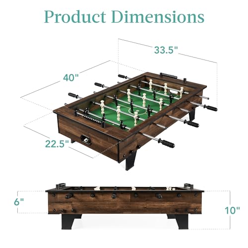 Best Choice Products 40in Tabletop Foosball Table, Compact Mini Arcade Table Hand Soccer for Kids and Adults, Home, Game Room w/ 2 Balls - color: Dark Wood
