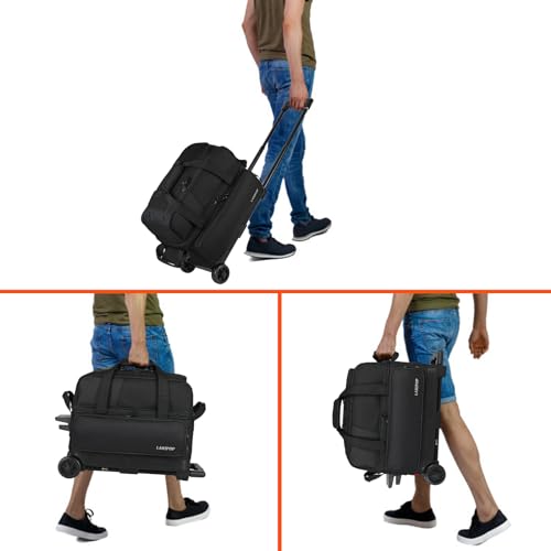 LARIPOP 2 Ball Bowling Roller Bag, Wheeled Bag with Shoe Compartment, Telescopic Handle & Padded Protection for Men Women - color: Black
