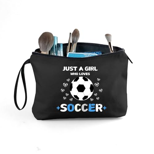 Soccer Cosmetic Makeup Bag, Soccer Gifts for Girls, Travel Organizer, Multifunctional Cosmetic Bag, Black - color: soccer-H