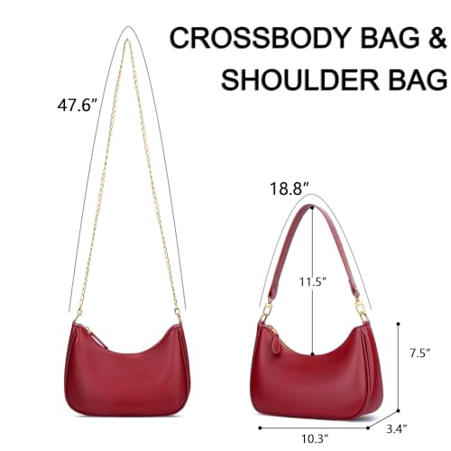 KKXIU Shoulder Bag for Women Cute Hobo Purses and Handbags Retro Clutch Underarm Purse | Cute - color: Red