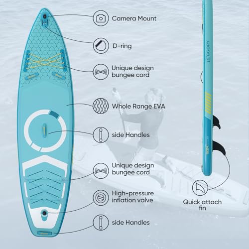 Inflatable Paddle Board,Stand Up Paddle Board Set, Extra Wide SUP Board with Removable Fin, Floating Paddle, Hand Pump, Waterproof Phone Pouch,Traveling Board - color: FT green