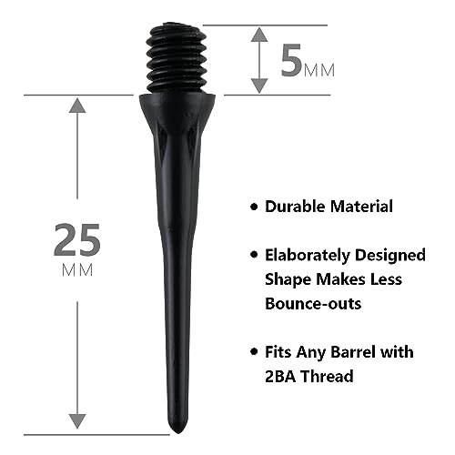 2BA Thread Plastic Tip Dart Points Soft Dart Tips Replacement Dart Accessories Black