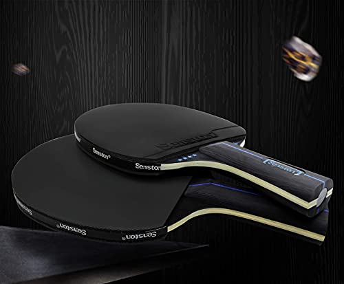 Senston Ping Pong Paddles with Carry Case, Pro Table Tennis Paddle Set of 2 with 3 Ping Pong Balls Indoor/Outdoor Play - color: Black