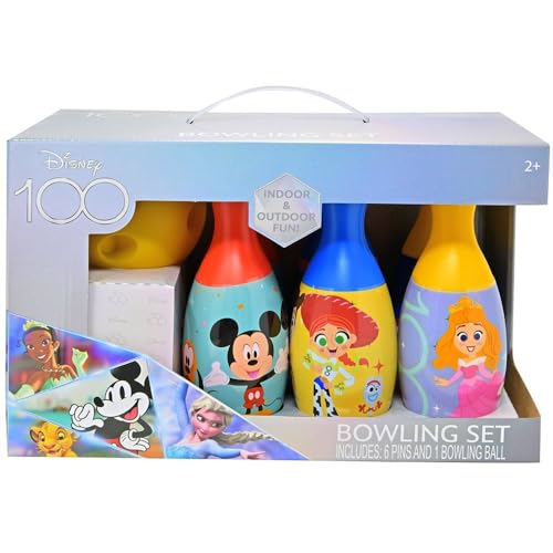 Disney 100 Bowling Set for Kids - 6 Pins and Ball Included