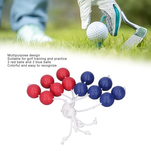 Golf Ladder Toss Balls Replacement Set, Ladder Toss Bolo Balls for Outdoor Lawn Yard Beach Game, 3 Red 3 Blue PE Bolas with Bright Colors for Kids Adults Family