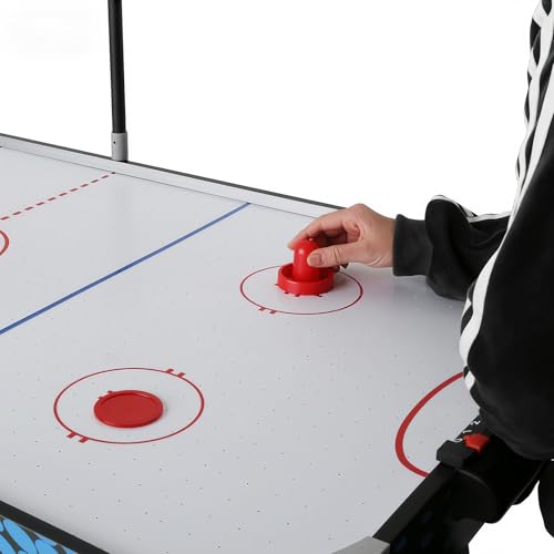 54" Air Hockey Table - Arcade Hockey Table Gaming Set w/LED Electronic Scoring & Lights, 2 Pucks, 2 Pushers, Powerful 12V Motor, Air Hockey Game Table for Kids Adults, Game Room, Home, Office