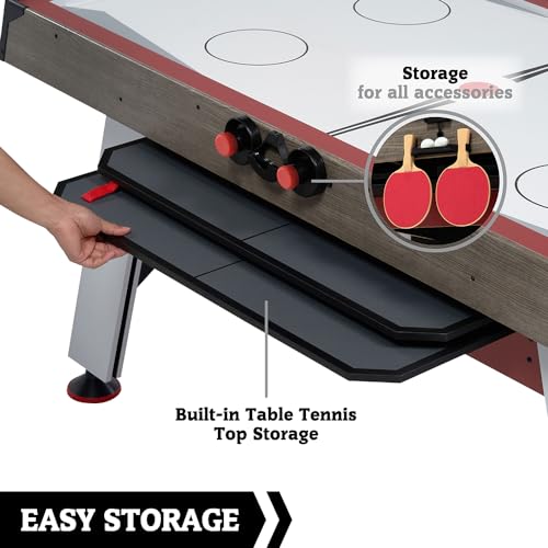 Hall of Games Air Hockey Table, Indoor Arcade Gaming Sets with Electronic Score Systems, Perfect for Family Game Rooms - style: 5.5 Ft. Arcade (2-in-1)