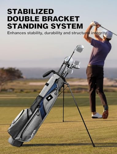 Small Golf Bag, 3 Divider Fit Up to 8 Clubs, Golf Stand Bag with Rain Cover, Durable Pitch n Putt, Lightweight Golf Club Carry Bag with Strap and Stand, Golf Bags for Men & Women - color: Gery