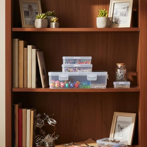 24 Packs Small Clear Plastic Beads Storage Containers Box with Hinged Lid for Storage of Small Items, Crafts, Jewelry, Hardware(Multiple Sizes) - size: Multiple Sizes