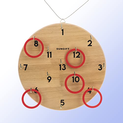 SUNGIFT Hook Ring Toss Game for Adults & Kids - Yard Hooky Ring Tossing Games - Hookie Wall Game Indoor & Outdoor Family Fun - Home, Party, Office, Camping & Backyard Games - style: Classic 11.8"