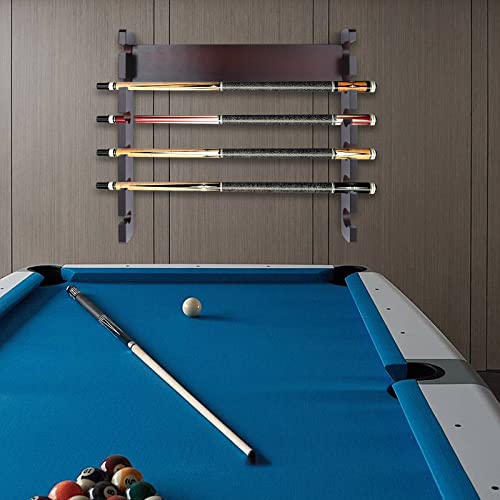 6 Hole Billiards Snooker Cue Rack, Sycamore Wood, Dark Brown, Wall Mounted, Horizontal Storage, 58 x 6 x 58cm - style: style 11