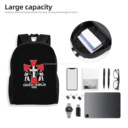 Knights Templar 1119 Crusader Deus Backpacks For Men Women Book Bag Travel Hiking Camping Work Lightweight - color: Ye15