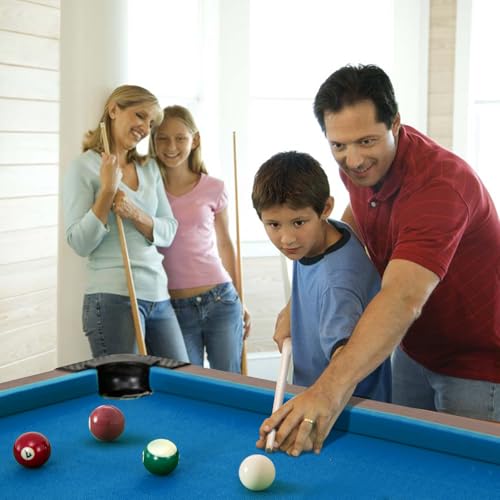 GYMAX Pool Table, 48 Inch Wooden Billiard Tables with 16 Balls, 2 Cue Sticks, 2 Chalks and Brush, Snooker Table Mini Pool Table for Kids, Family, Party - color: Blue