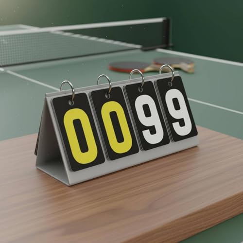 harayaa Mini Scoreboard Tabletop Flip Scorekeeper Metal Rings Waterproof Cardboard Base Portable Athletic Gear Suitable for Competitive Matches Use - size: 2-Digit