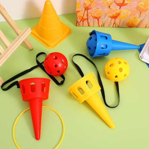 3 Sets Toss Catch Ball Toy with Scoop for Kids Ages 3-5 - Lightweight Portable Ball and Scoop Outdoor and Indoor Game for Children