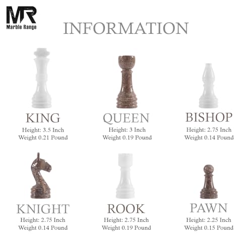 Marble Chess Set 15" Inches White and Oceanic with Storage Box and 2 Extra Queen Handmade Classic Board Games for Adults, Luxury Marble Chess Board & Chess Pieces for Gifts - color: White & Oceanic