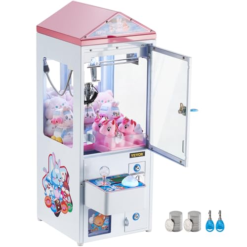 VEVOR Claw Machine, 0-3” Jaw Diameter 0-5” Jaw Lifting, Crane Prize Grabber Commercial Arcade Game Toys, Cool Fun Grab-and-Win Machine w/Light and Sound, Dispenser Vending Toy for Kids,Boys &Girls - color: White, style: Classic clip-on