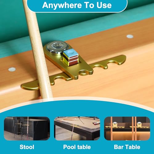 CROWN ME Portable Weighted Pool Cue Holder, Aluminum Billiard Chalk Holder, Golden Cue Rest Cue Stick Holder for Five Cue Sticks - color: Golden