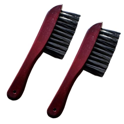 Snooker Table Brush Wooden Handle Billiards Table Rail Brush Cleaning Tool for Household, Dark Red