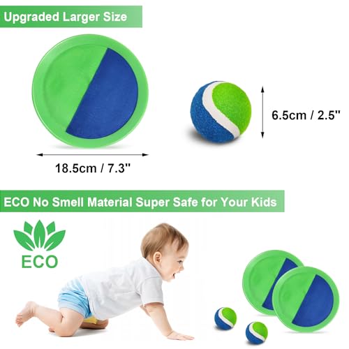 Jalunth Ball Catch Set Game Toss Paddle Beach Toys Back Yard Outdoor Games Pool Backyard Target Throw Sticky Mitt Set Age 3 4 5 6 7 8 9 10 11 12 Years Old Boys Girls Kids Easter Gifts Pink Blue 2 Pack - color: Pink+blue 4 Pack