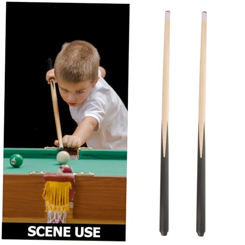 KOMBIUDA 2Pcs Short Pool Cue Sticks Convenient Wood Billiard Cue for Tight Spaces Ideal for Children and Practice Hardwood Design