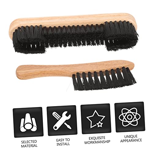 2pcs Pool Table Brush Set Wooden Cleaning Tool with Durable Pe Bristles for Billiard Table Dust Removal Includes Surface and Rail Brushes
