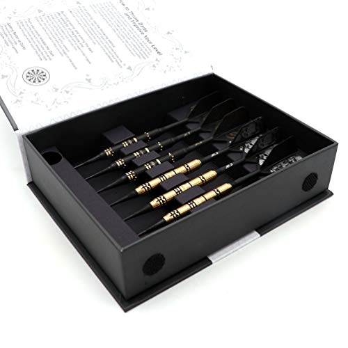 CUESOUL Jazz - Soft Tip Darts Set 19 Grams with 6pcs AK5 Plastic Integrated Flights & 36pcs Plastic Tips for Electronic Dart Board - color: Black Dragon + Black Skull
