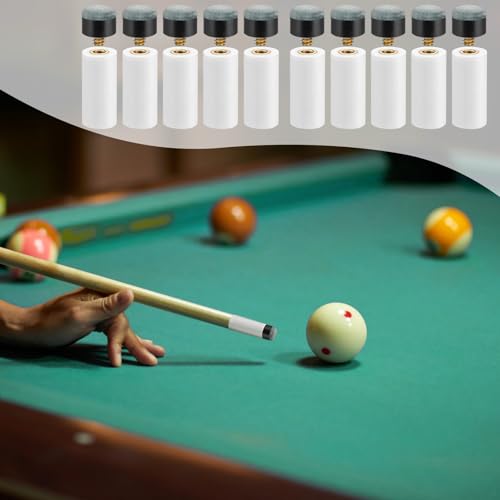 10p Screw-On Pool Cue Tips Replacement Kit, Leather Cue Tips with ABS Ferrules, 12mm & 13mm Billiard Cue Stick Accessories for Pool, Snooker & Billiards (5pcs Each)