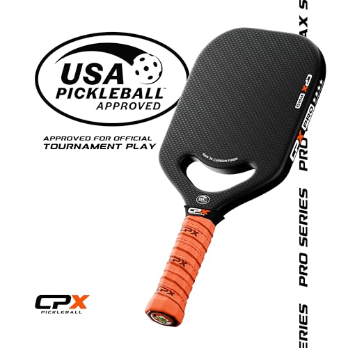 CPX Pro Carbon Fiber Pickleball Paddle - Professional Grade, Matte Finish, Honeycomb Core, Tennis Style Grip - Edgeless Paddle Designed in Chicago, USA - color: White Pro