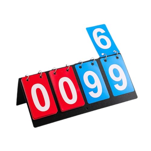 kowaku Sports Scoreboard 4 Digits Scorekeeper Tabletop Score Flipper Flip Number Score Board for Football Tennis Baseball Volleyball
