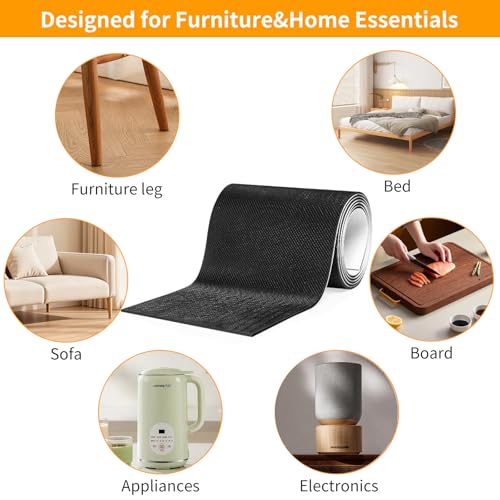 CHUNZEXI Non Slip Furniture Pads, Self Adhesive Rubber Pads with Anti Skid Stickers, Cuttable Rubber Sheet for Furniture and Appliances (4” × 40”) - size: 4x40 inch 1 Rectangular