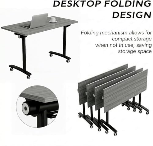 Folding Conference Table with Wheels, Mobile Flip-Top Training Table, Modular Space-Saving Meeting Table for Office, Classroom, Seminar, Library (10, Gray, 55IN) - color: Grey, size: 55IN