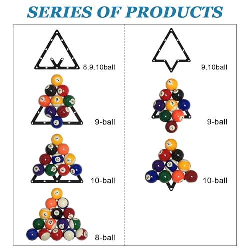 6-Pack Pool Ball Rack Set Magic Rack Sheet Billiards Ball Holder -Triangle Rack Pool Cue Accessories for 8-Ball, 9-Ball & 10-Ball Billiard Games