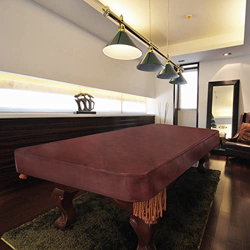 Pool Table Cover 8 Feet Leather/Brown/Waterproof Billiard Table Covers, 8ft Pool Table Covers Outdoor for Billiard Pool Table