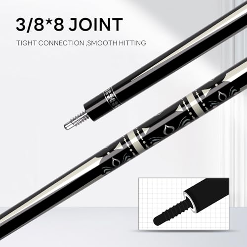Carbon Fiber Pool Cue 58" 2-Piece Cue Stick Professional Cue Carbon Technology Low Deflection Billiard Cues(Weight can be Adjusted) - color: Black Whirlwind, size: 11.5mm
