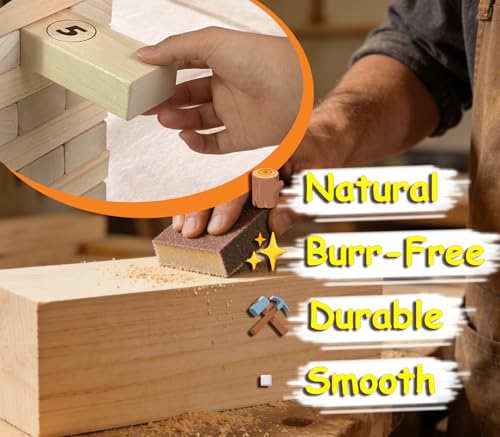Jac & Mok Tumble Tower Game Set, Stacking Tower Game, Outdoor Games, Wooden Blocks Stacking Game - Includes Carry Bag (Natural, Jumbo-56pcs)