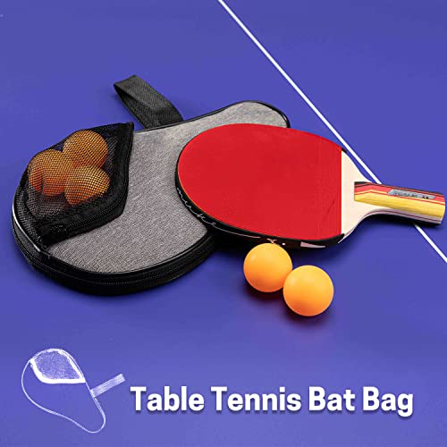 VISEMAN Table Tennis Racket Cover, Ping Pong Paddle Case, Portable Waterproof Table Tennis Bat Bag to Hold 2 Paddles 5 Balls - color: Gray
