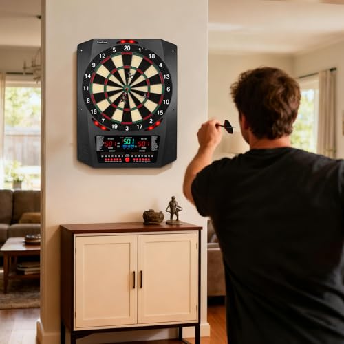 Electronic Dartboard, Electric Soft Tip Dart Boards for Adults with Heckler and Lights Effects, Digital Dart Boards with 6 Darts, 100 Soft Tips