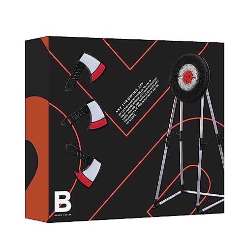 Black Series Axe Throwing Set – Indoor & Outdoor Party Game| Safe Plastic Throwing Axes| Collapsible Target| Backyard Game, Carnival Game, Beach Camping, Tailgating Essential| Fun Sports Activity Gift