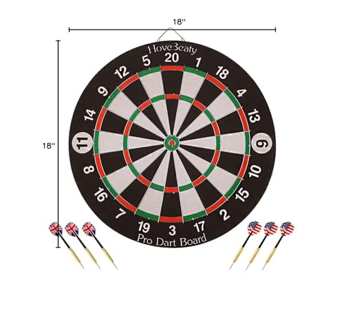 Dart Board, Dart Game Set with 6 Metal Darts and Double-Sided Flocking Dartboard (18 Inches)