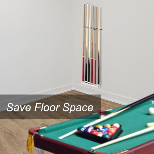 Cosmos Acrylic 2-Piece Billiard Cue Rack Wall Mount Billiard Stick Holder Wall Rack, Eva Foam Cue Clips Holds 6 Pool Cues, Billiard Pool Equipment Accessories (Transparent Clear) - color: Transparent Clear