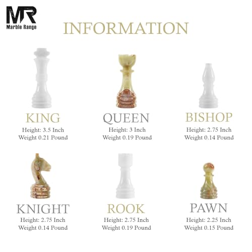 Marble Chess Set 15" Inches White and Green with Storage Box and 2 Extra Queen Handmade Classic Board Games for Adults, Luxury Marble Chess Board & Chess Pieces for Gifts - color: W/Greenonyx