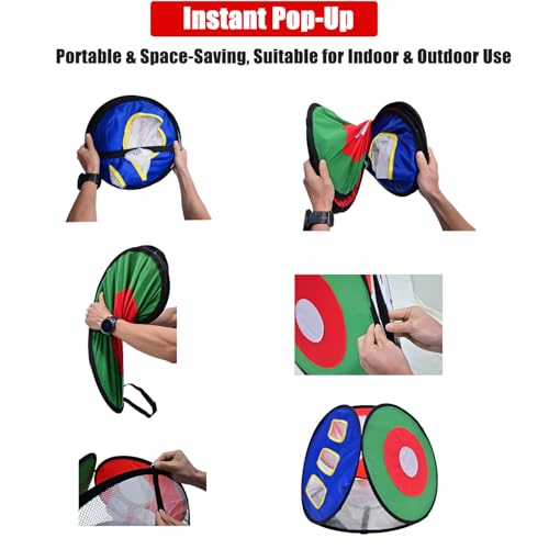 4-in-1 Pop Up Golf Chipping Net – Versatile 4-Sided Design for All Training Scenarios, Portable Indoor/Outdoor Practice Kit, Easy Setup Gift for Golfers & Beginners - size: only 1 4-in-1 Net, style: Only Golf Net