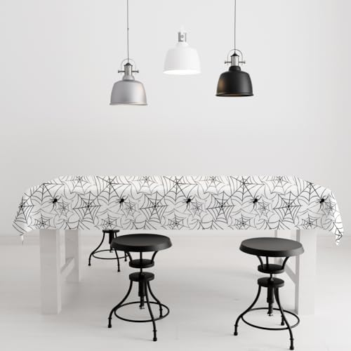 2 Pack Halloween Plastic Table cloths Christmas Plastic Table Covers Disposable Table Cloths for Christmas Party BBQ Picnic TableCovers Waterproof TableCloth White Spider Web Table Covers 54 x 108 in - color: White Spider Web