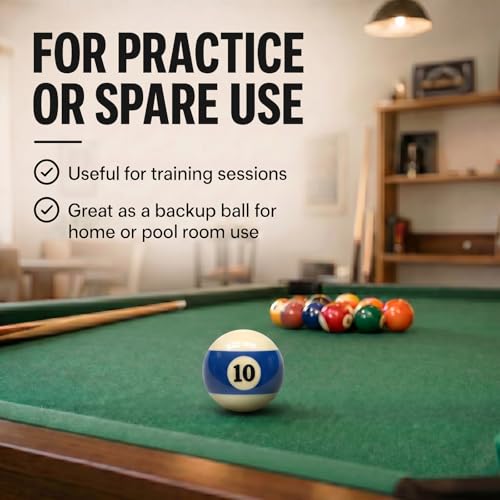 KONLLEN Single Replacement Pool Ball – 2-1/4" Regulation Size & Weight Billiard Ball Made of Phenolic Resin (Choose 1–15 or Cue Ball) - color: #10