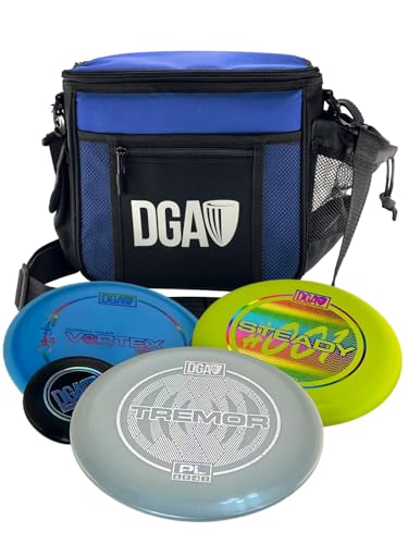 DGA Beginner Disc Golf Starter Set with Lightweight Disc Bag, Premium Driver, Premium Midrange, and Baseline Putter & Mini Marker – Perfect for New & Casual Players (Blue)