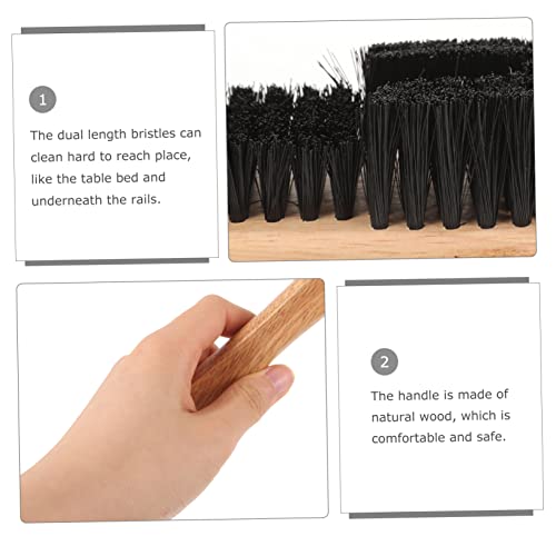 2pcs Wooden Pool Table Cleaning Brush Set Billiard Brush for Table Surface and Rail Dust Removal Essential Maintenance Tool for Snooker Rail