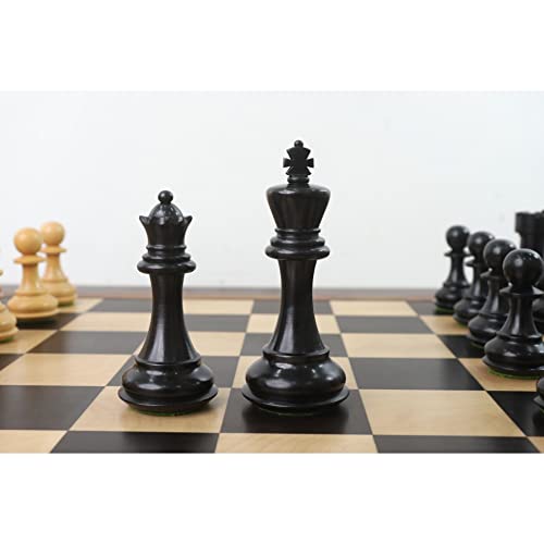 RoyalChessMall - 4.1" Pro Staunton Weighted Wooden Chess Pieces Only Set - Ebonised Wood - 4 Queens - style: Ebonised Boxwood