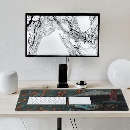 Large Extended Gaming Mouse Pad with Stitched Edges, (35.4X15.7In) Durable Non-Slip Natural Rubber Base, Waterproof Computer Keyboard Pad Mat for Esports Pros/Gamer/Desktop/Office/Home (C) - color: C